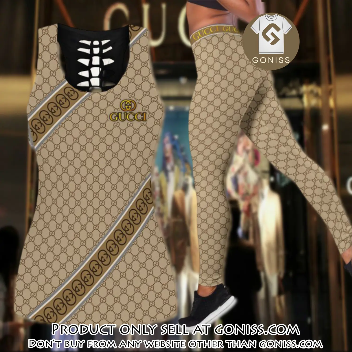 Gucci tank top leggings set luxury brand for women yoga gym gn0446120